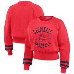 St. Louis Cardinals WEAR by Erin Andrews Women's Vintage Washed Cropped Pullover Sweatshirt Red