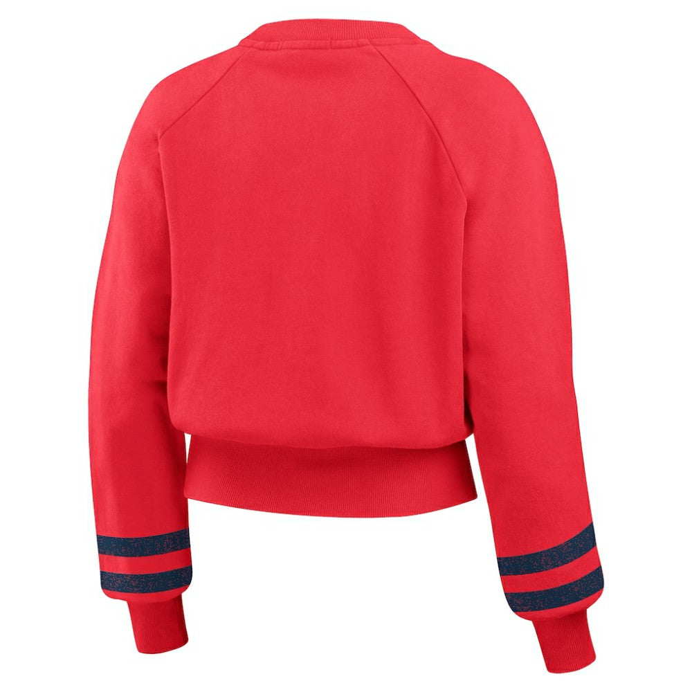 St. Louis Cardinals WEAR by Erin Andrews Women's Vintage Washed Cropped Pullover Sweatshirt Red