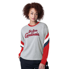 St. Louis Cardinals Starter Women's Triple A Fashion Color Block Long Sleeve Top Heather Gray