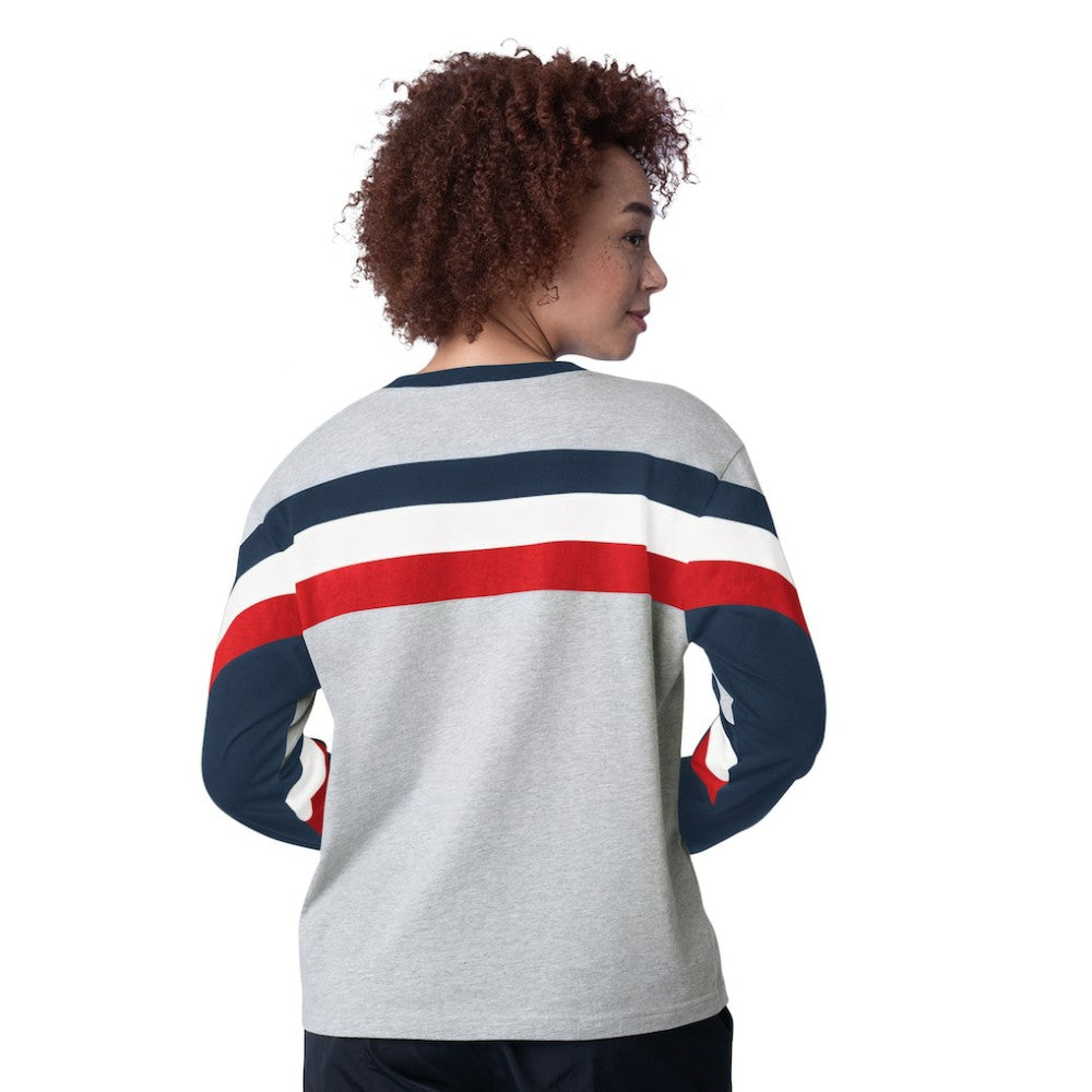 Atlanta Braves Starter Women's Triple A Fashion Color Block Long Sleeve Top Heather Gray