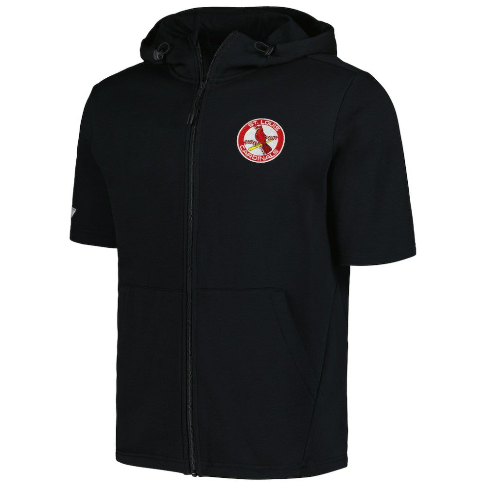 St. Louis Cardinals Levelwear Recruit Short Sleeve Full-Zip Hoodie Black