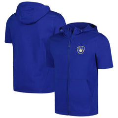 Milwaukee Brewers Levelwear Recruit Short Sleeve Full-Zip Hoodie Royal