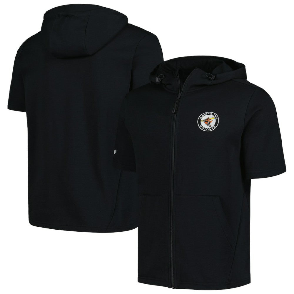 Baltimore Orioles Levelwear Recruit Short Sleeve Full-Zip Hoodie Black