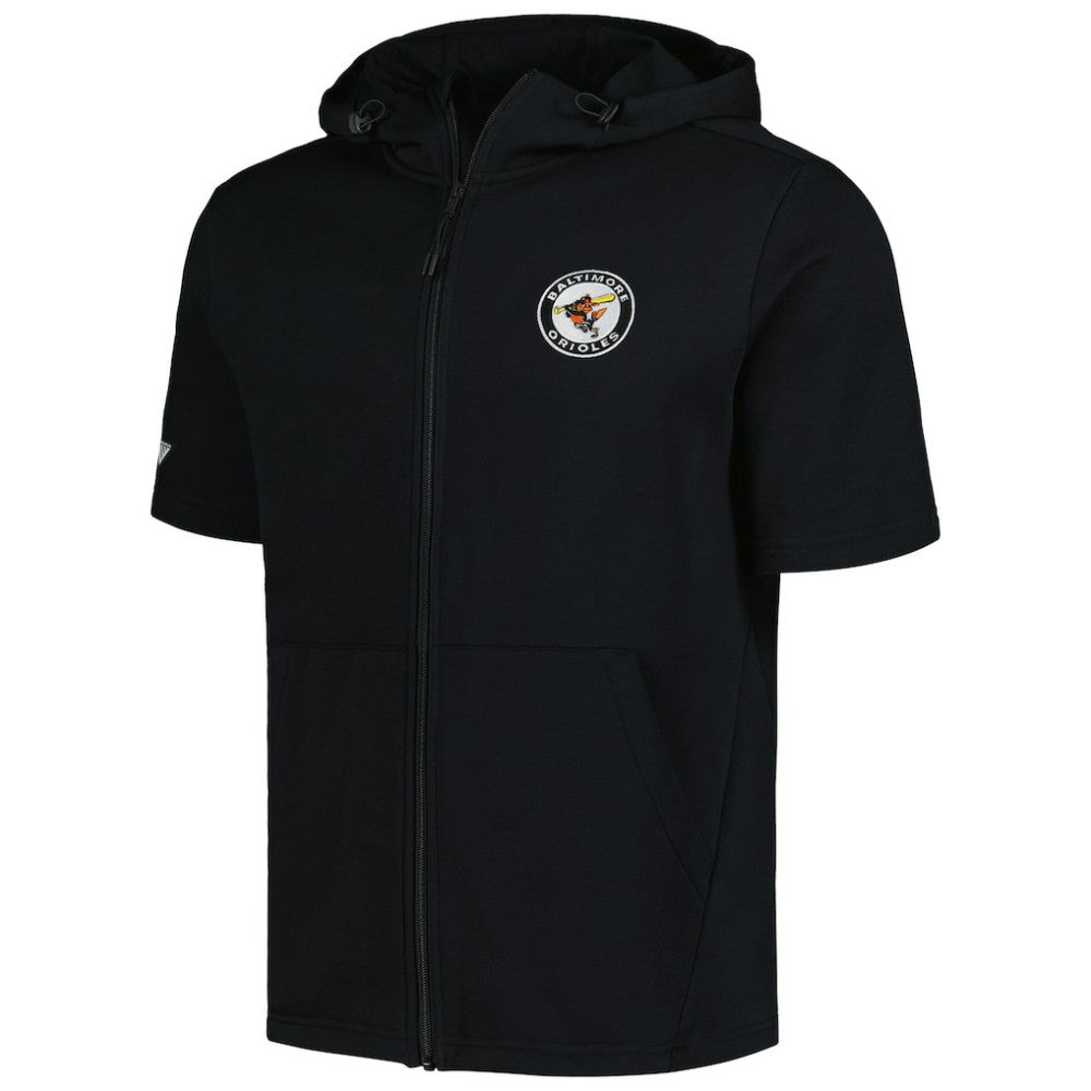 Baltimore Orioles Levelwear Recruit Short Sleeve Full-Zip Hoodie Black