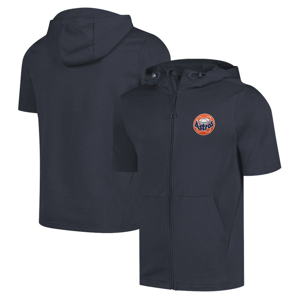 Houston Astros Levelwear Recruit Short Sleeve Full-Zip Hoodie Navy