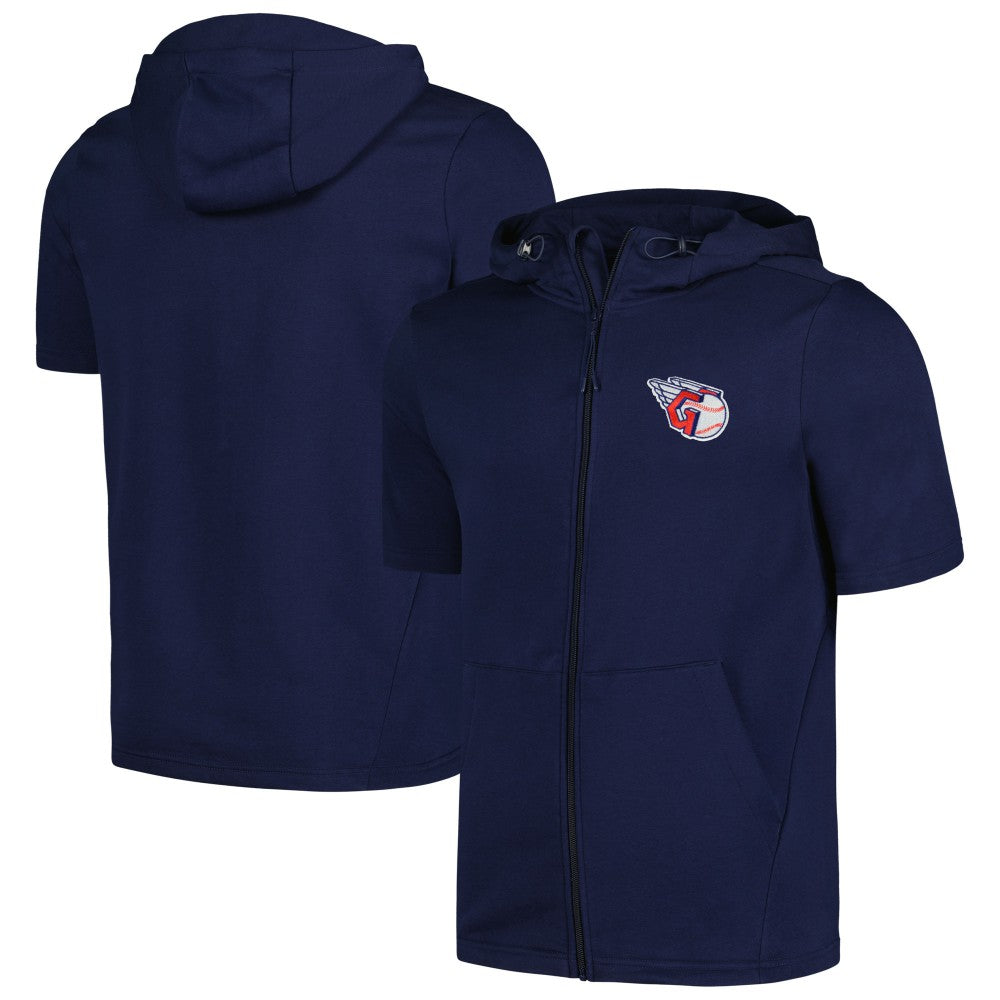 Cleveland Guardians Levelwear Recruit Short Sleeve Full-Zip Hoodie Navy