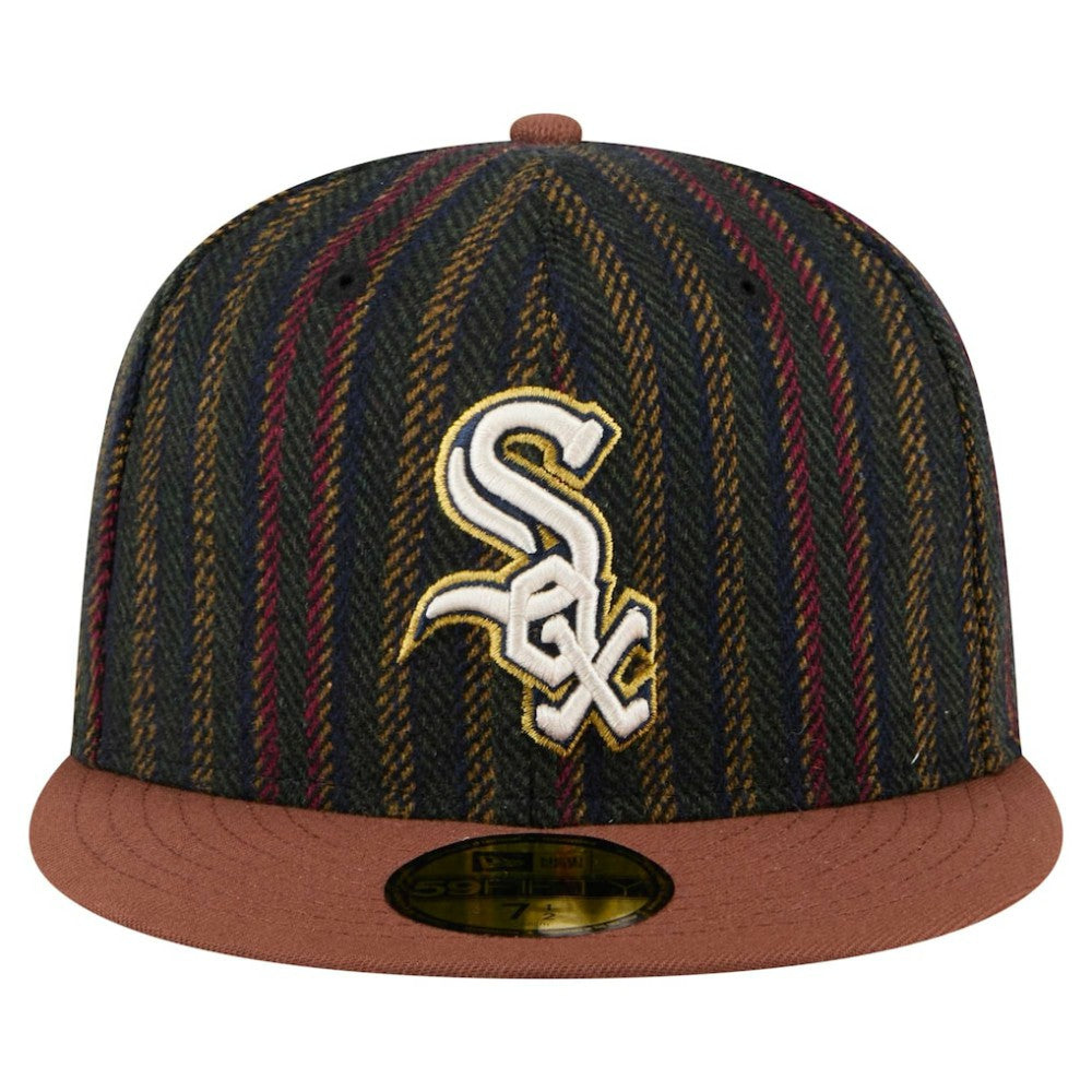 Chicago White Sox Vintage Herringbone 59FIFTY Fitted Hat Brown | New Era