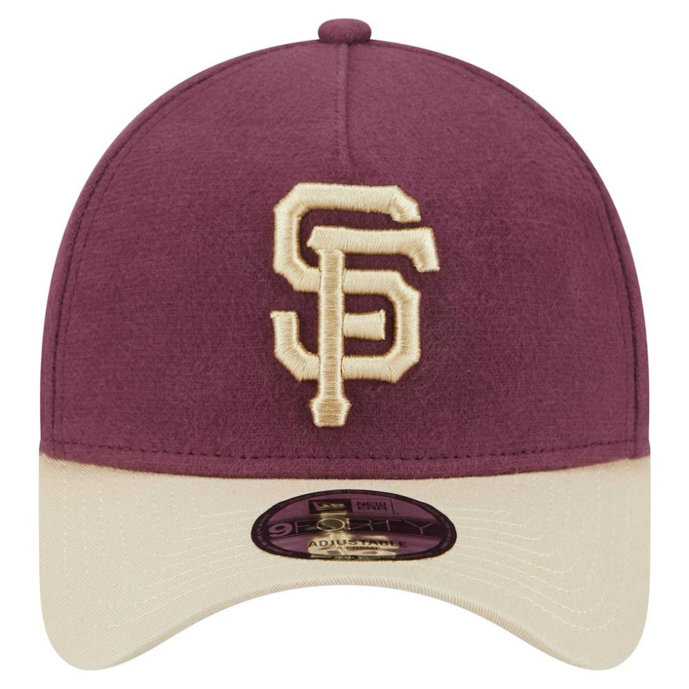 San Francisco Giants Moleskin Crown A-Frame 9FORTY Adjustable Hat Maroon | New Era