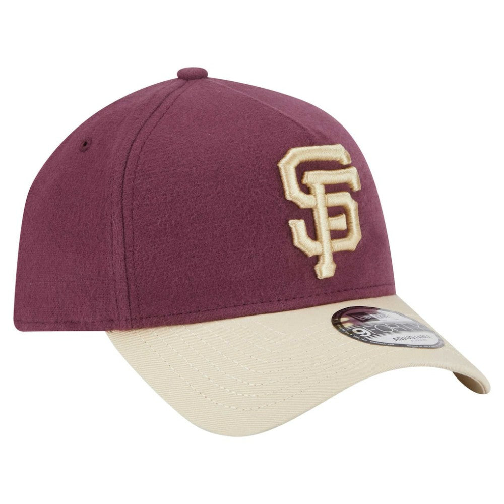 San Francisco Giants Moleskin Crown A-Frame 9FORTY Adjustable Hat Maroon | New Era