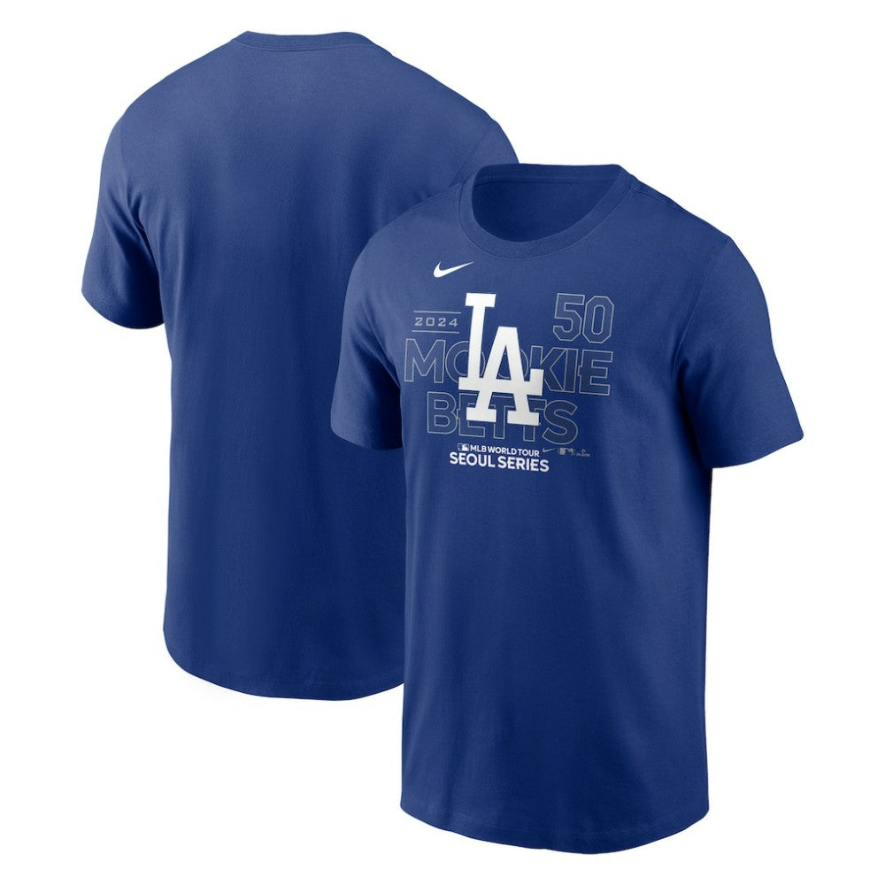Mookie Betts Los Angeles Dodgers 2024 MLB World Tour Seoul Series Player Name & Number Event Stack T-Shirt Royal | Nike