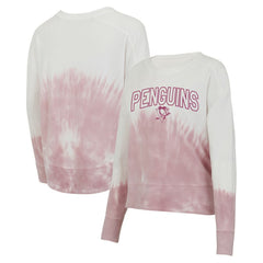 Pittsburgh Penguins Concepts Sport Women's Orchard Tie-Dye Long Sleeve Top Pink/White