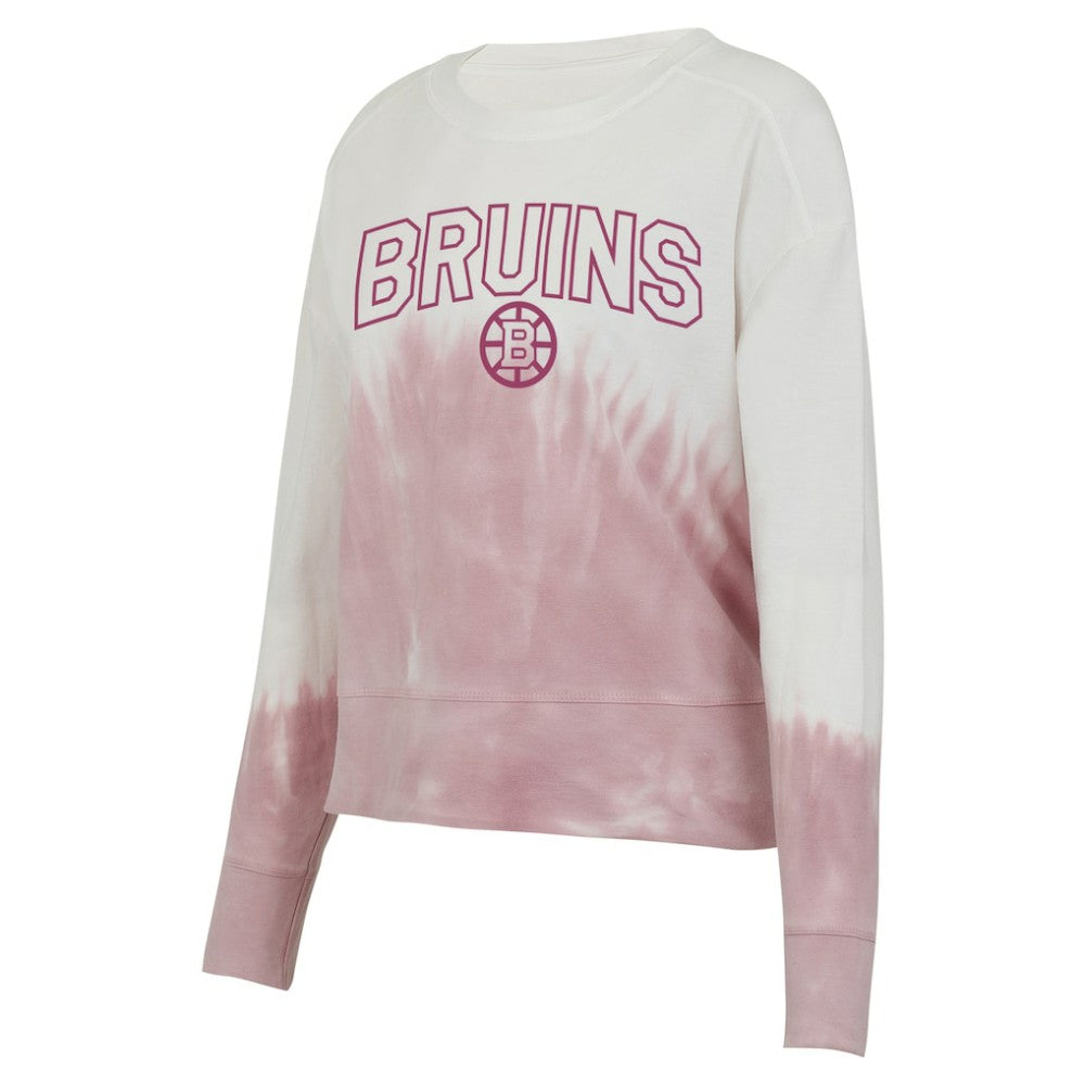 Boston Bruins Concepts Sport Women's Orchard Tie-Dye Long Sleeve Top Pink/White