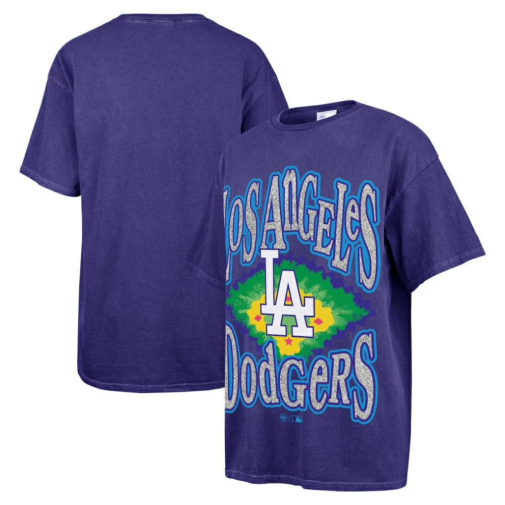 Los Angeles Dodgers Women's Flashing Lights Boyfriend T-Shirt Navy | 47 brand