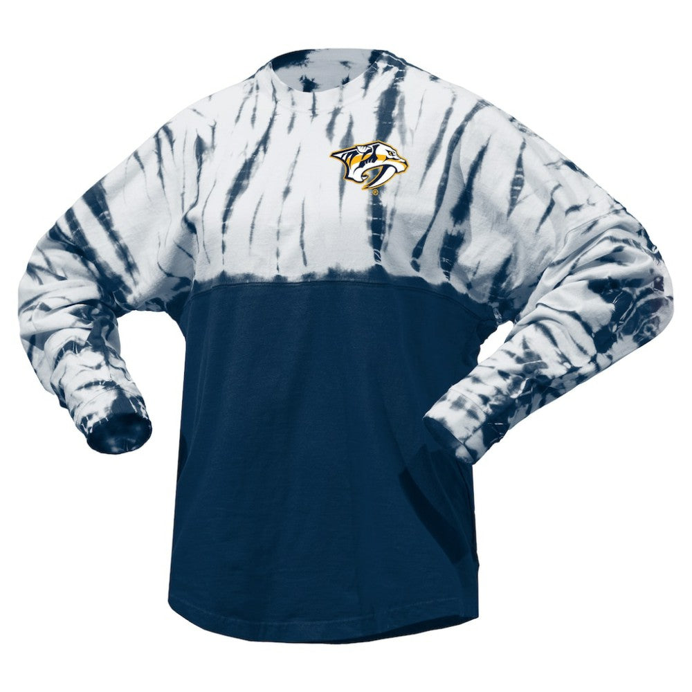 Nashville Predators Spirit Jersey Unisex Crystal Half Dye Long Sleeve T-Shirt Navy