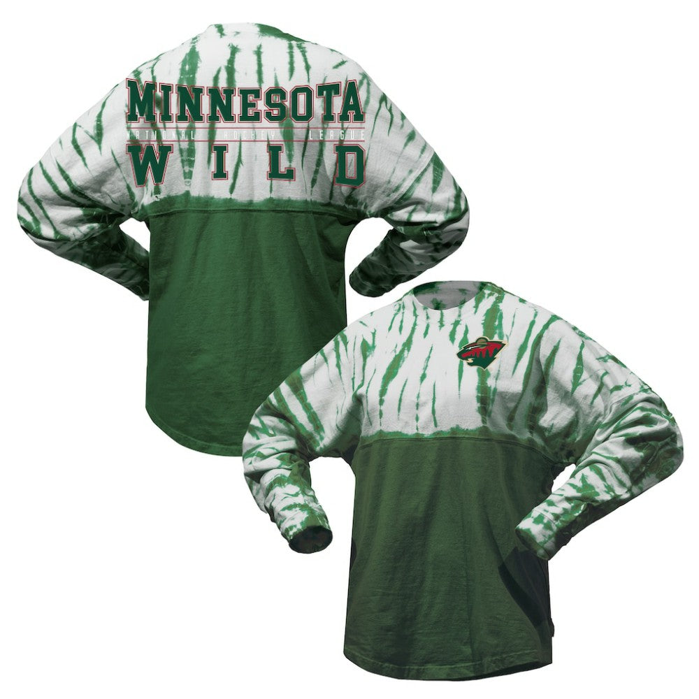 Minnesota Wild Spirit Jersey Unisex Crystal Half Dye Long Sleeve T-Shirt Green