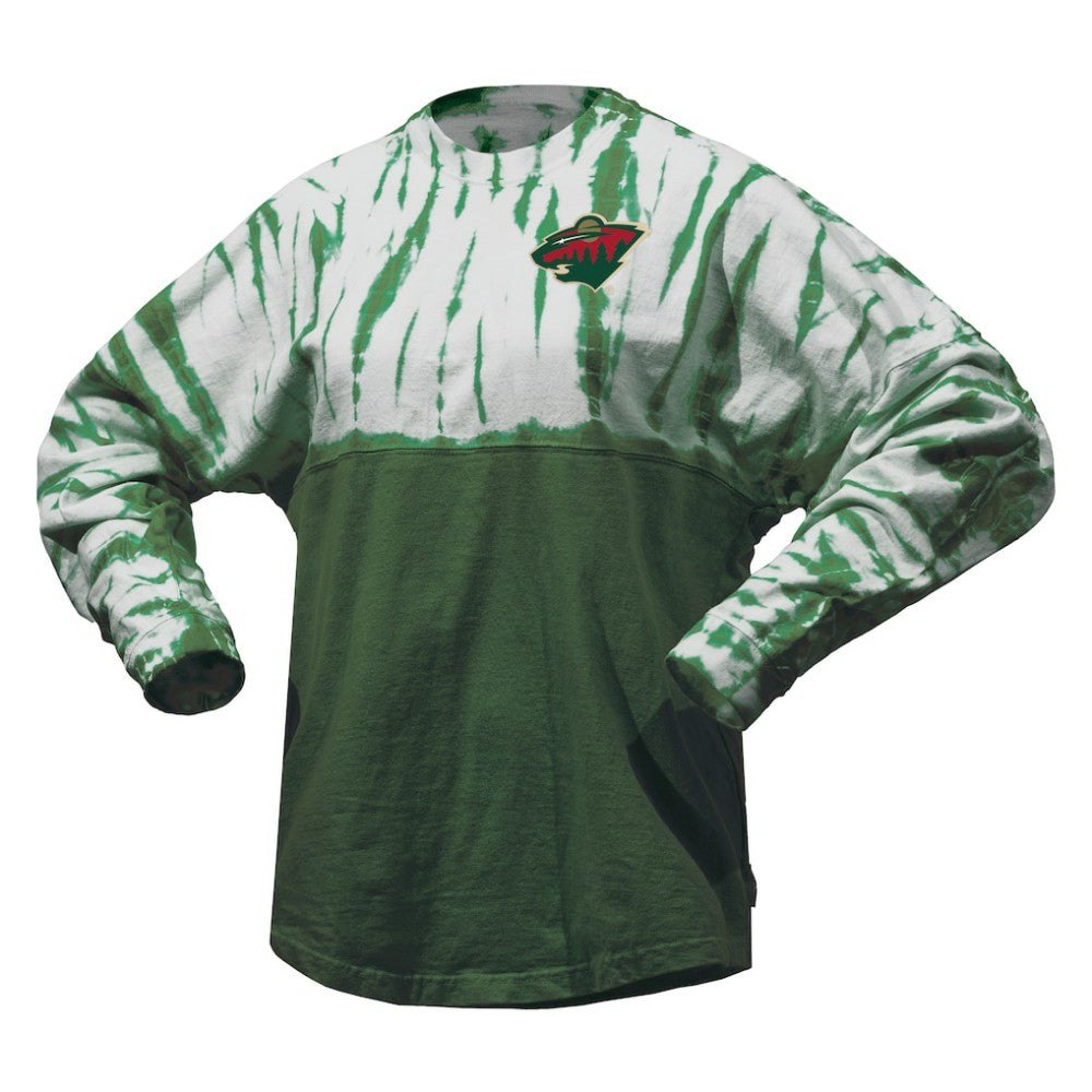 Minnesota Wild Spirit Jersey Unisex Crystal Half Dye Long Sleeve T-Shirt Green