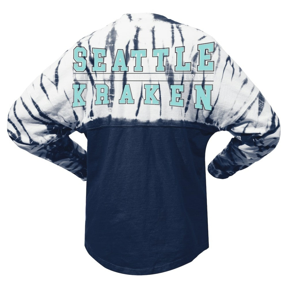 Seattle Kraken Spirit Jersey Unisex Crystal Half Dye Long Sleeve T-Shirt Deep Sea Blue