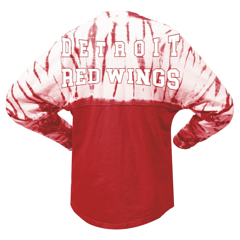Detroit Red Wings Spirit Jersey Unisex Crystal Half Dye Long Sleeve T-Shirt Red