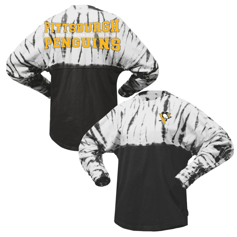 Pittsburgh Penguins Spirit Jersey Unisex Crystal Half Dye Long Sleeve T-Shirt Black