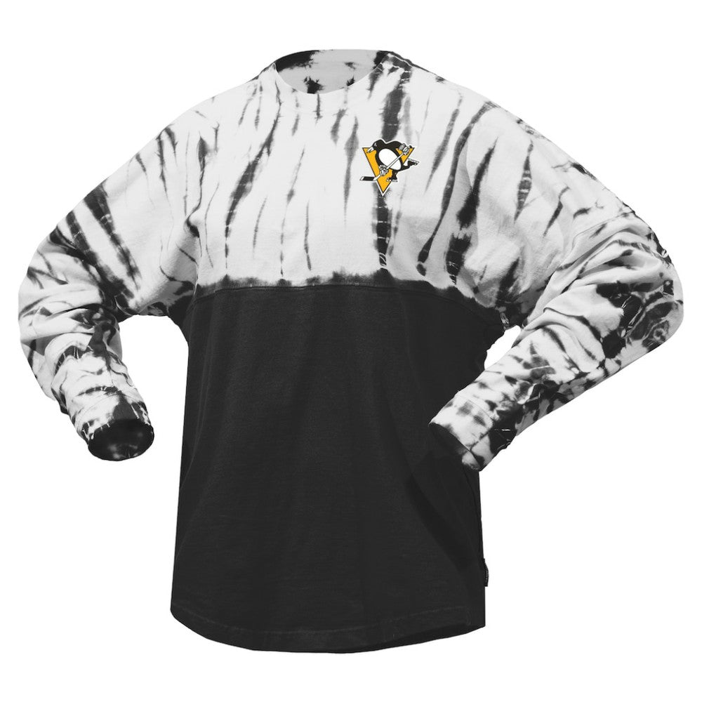 Pittsburgh Penguins Spirit Jersey Unisex Crystal Half Dye Long Sleeve T-Shirt Black