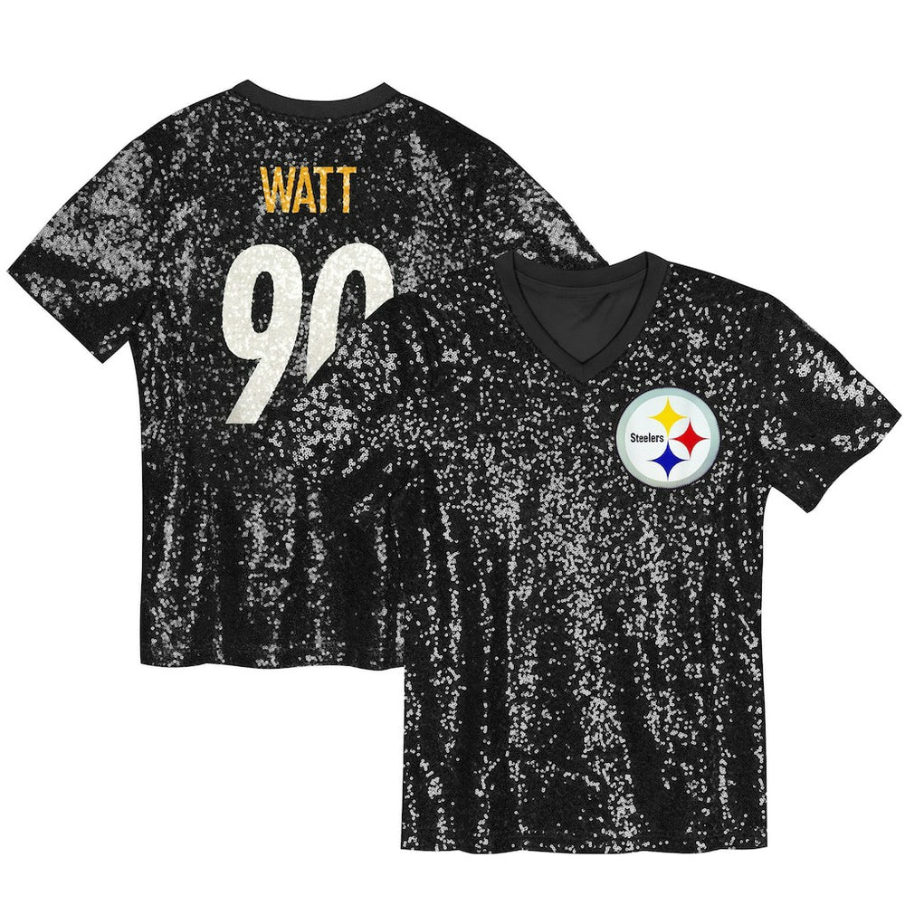 T.J. Watt Pittsburgh Steelers Women's Player Name & Number V-Neck Fashion Jersey - Black cheap