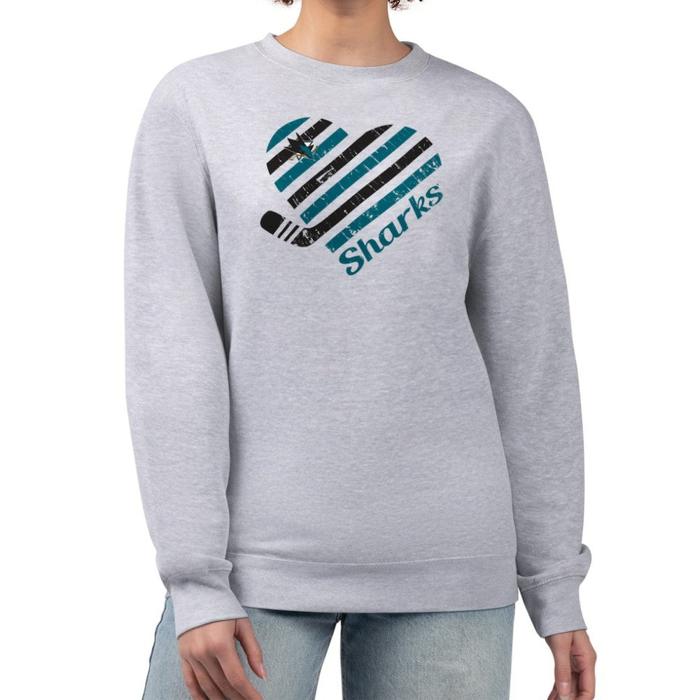 San Jose Sharks G-III 4Her by Carl Banks Women's Heart Graphic Pullover Sweatshirt Heather Gray