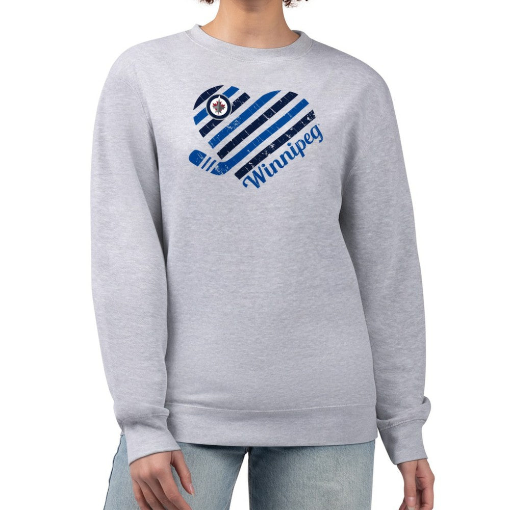 Winnipeg Jets G-III 4Her by Carl Banks Women's Heart Graphic Pullover Sweatshirt Heather Gray