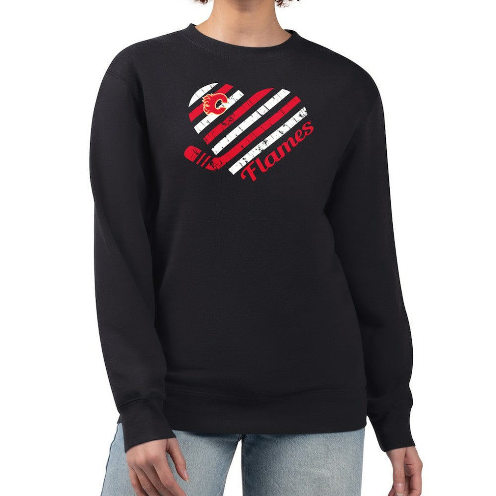 Calgary Flames G-III 4Her by Carl Banks Women's Heart Graphic Pullover Sweatshirt Black
