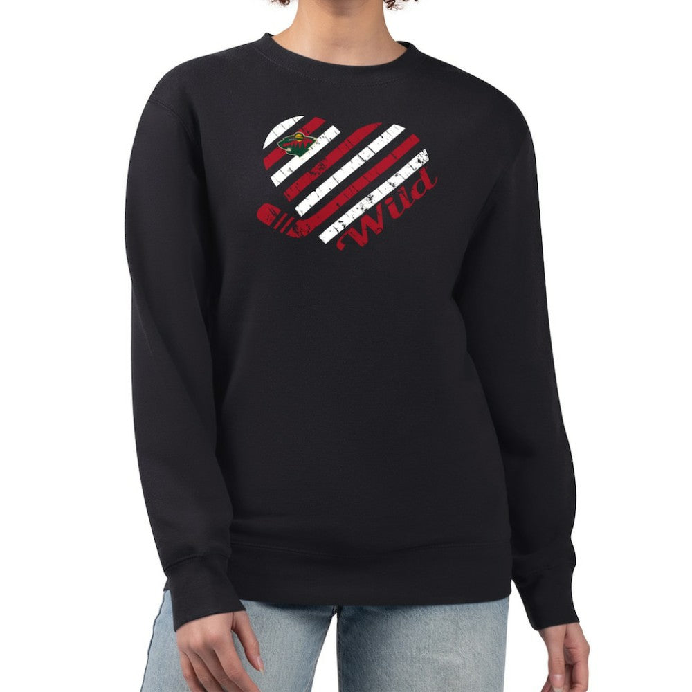 Minnesota Wild G-III 4Her by Carl Banks Women's Heart Graphic Pullover Sweatshirt Black