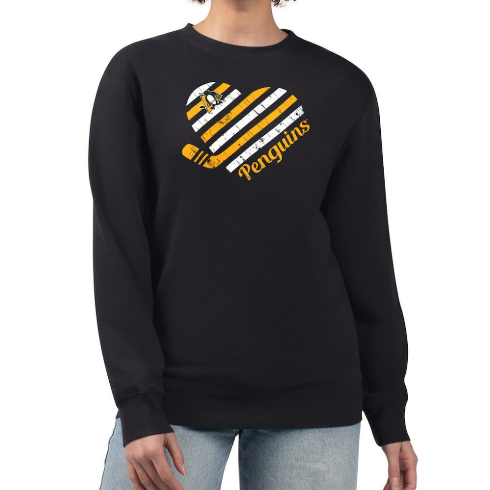 Pittsburgh Penguins G-III 4Her by Carl Banks Women's Heart Graphic Pullover Sweatshirt Black