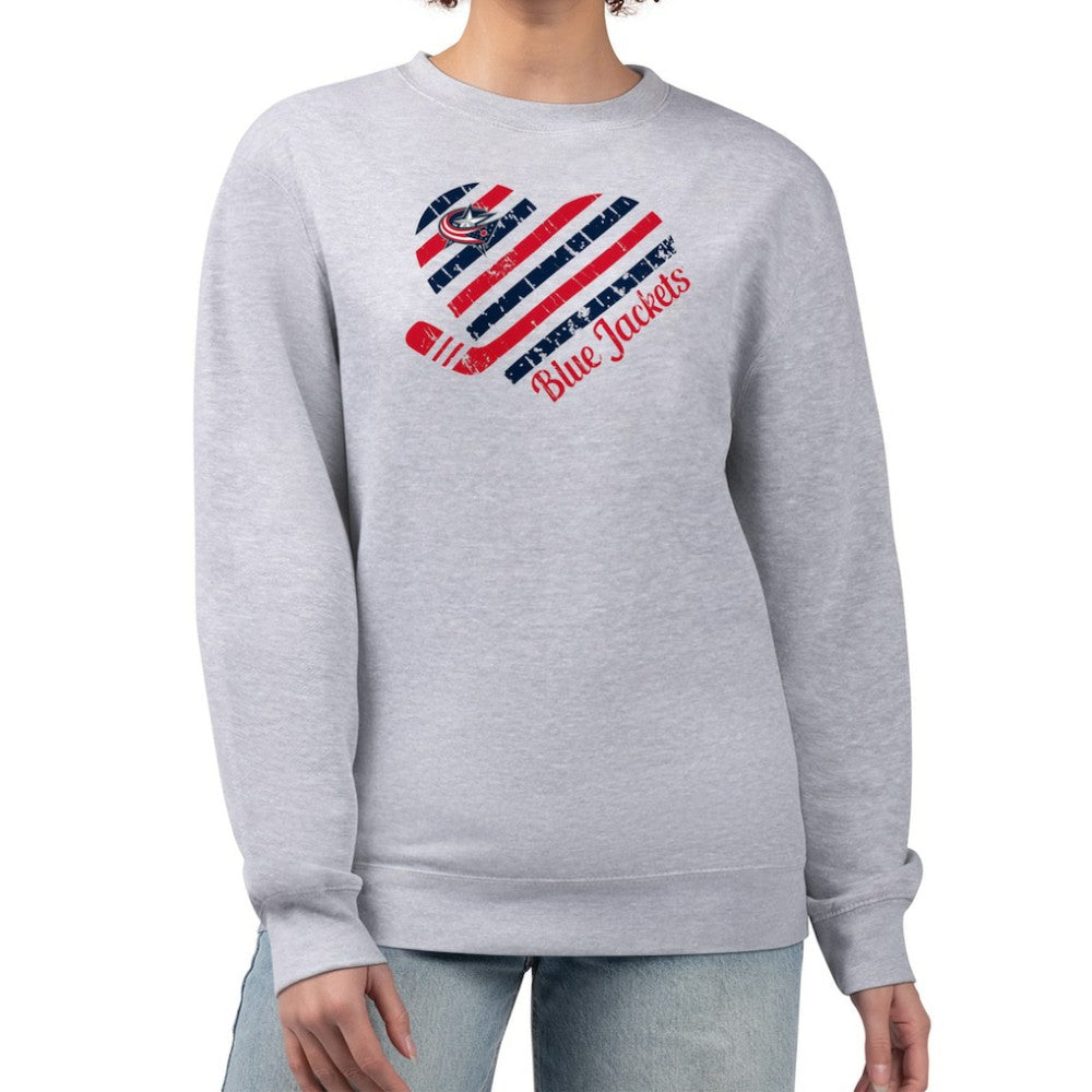 Columbus Blue Jackets G-III 4Her by Carl Banks Women's Heart Graphic Pullover Sweatshirt Heather Gray