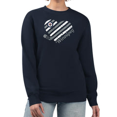 Winnipeg Jets G-III 4Her by Carl Banks Women's Heart Graphic Pullover Sweatshirt Navy