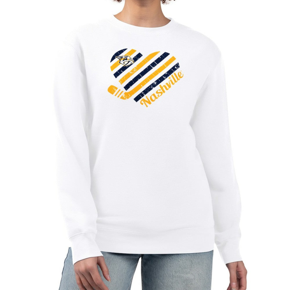 Nashville Predators G-III 4Her by Carl Banks Women's Heart Graphic Pullover Sweatshirt White