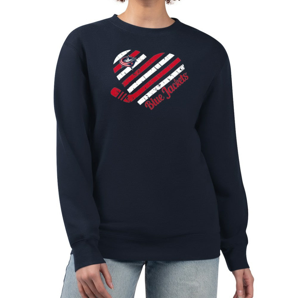 Columbus Blue Jackets G-III 4Her by Carl Banks Women's Heart Graphic Pullover Sweatshirt Navy