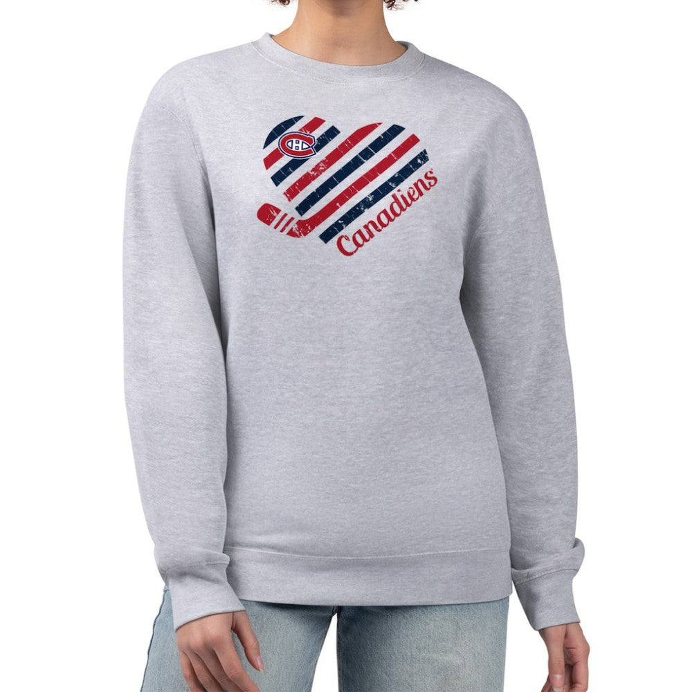 Montreal Canadiens G-III 4Her by Carl Banks Women's Heart Graphic Pullover Sweatshirt Heather Gray