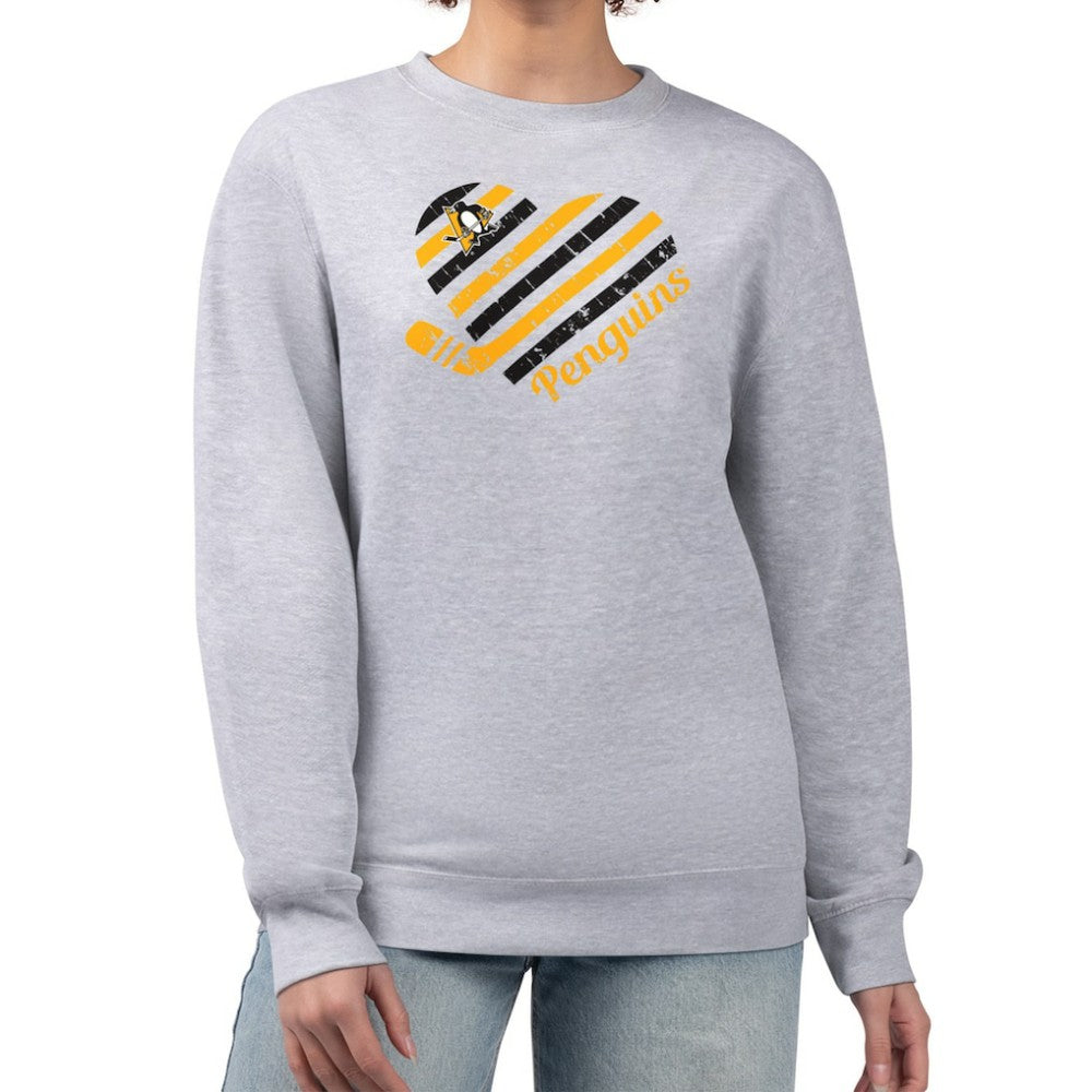 Pittsburgh Penguins G-III 4Her by Carl Banks Women's Heart Graphic Pullover Sweatshirt Heather Gray