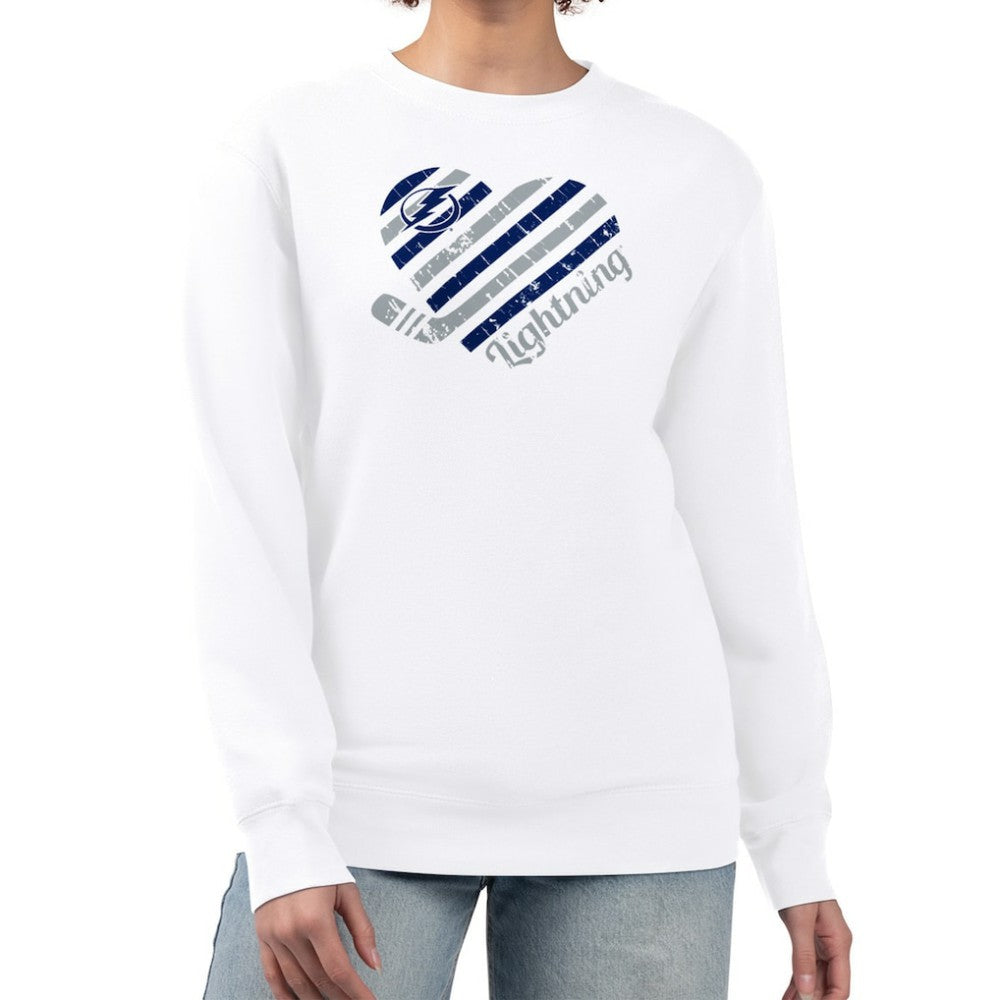 Tampa Bay Lightning G-III 4Her by Carl Banks Women's Heart Graphic Pullover Sweatshirt White