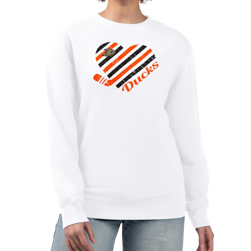 Anaheim Ducks G-III 4Her by Carl Banks Women's Heart Graphic Pullover Sweatshirt White