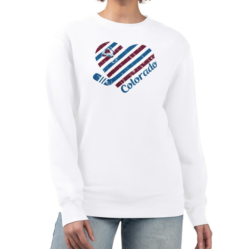 Colorado Avalanche G-III 4Her by Carl Banks Women's Heart Graphic Pullover Sweatshirt White