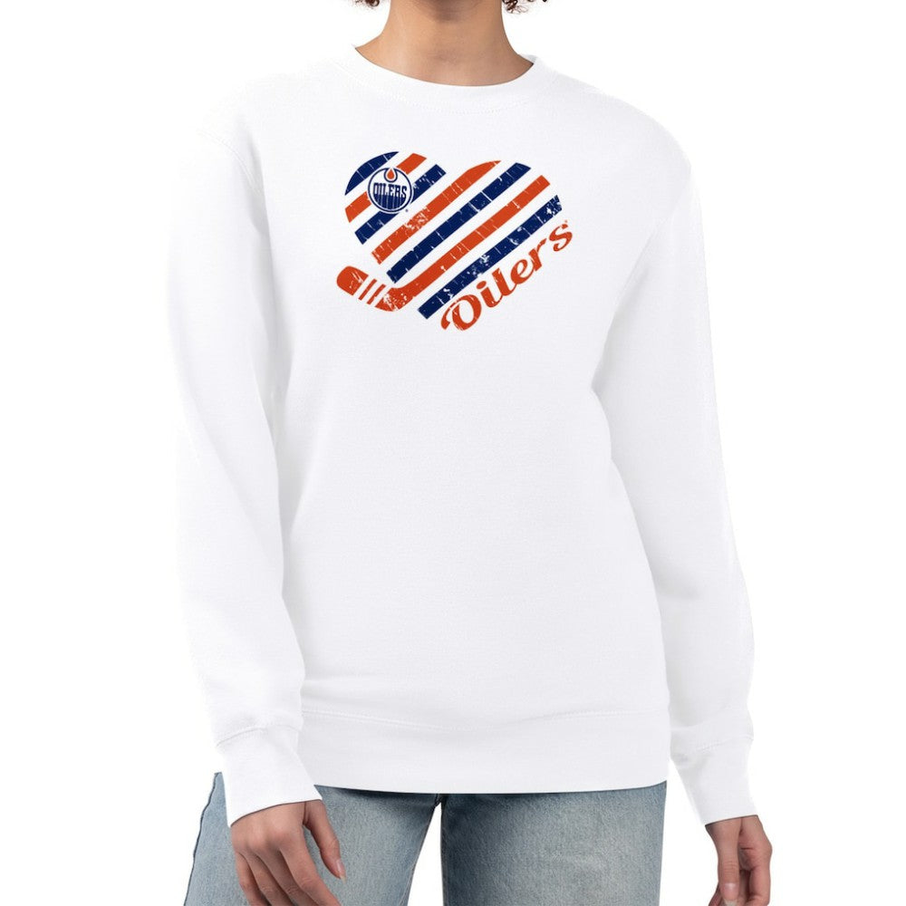 Edmonton Oilers G-III 4Her by Carl Banks Women's Heart Graphic Pullover Sweatshirt White