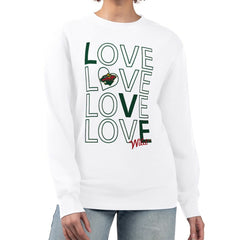 Minnesota Wild G-III 4Her by Carl Banks Women's Lots Of Love Team Logo Graphic Pullover Sweatshirt White