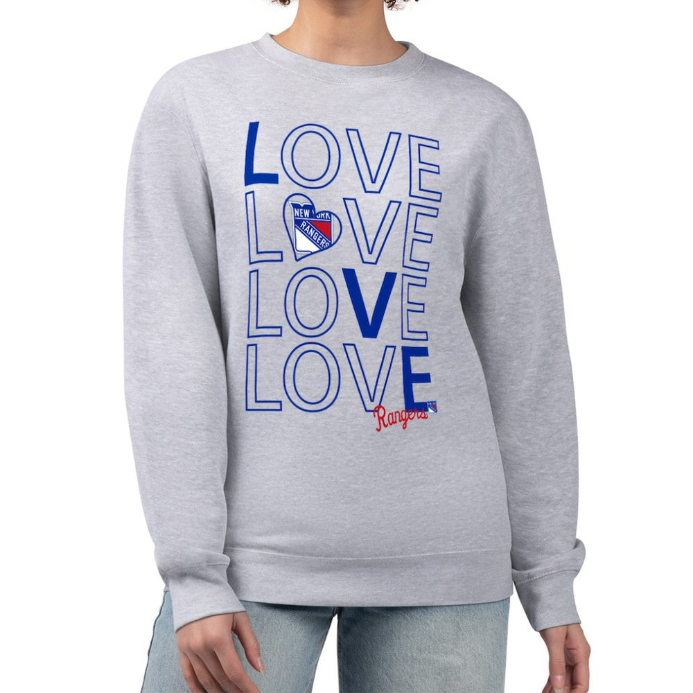 New York Rangers G-III 4Her by Carl Banks Women's Lots Of Love Team Logo Graphic Pullover Sweatshirt Heather Gray