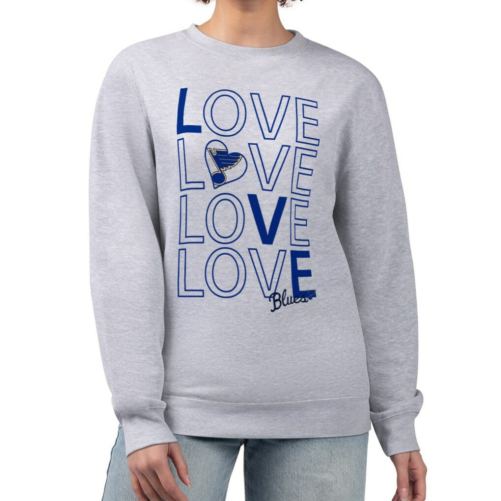 St. Louis Blues G-III 4Her by Carl Banks Women's Lots Of Love Team Logo Graphic Pullover Sweatshirt Heather Gray