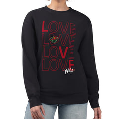 Minnesota Wild G-III 4Her by Carl Banks Women's Lots Of Love Team Logo Graphic Pullover Sweatshirt Black