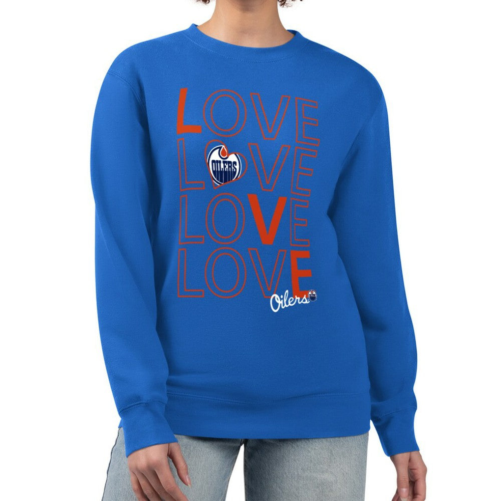 Edmonton Oilers G-III 4Her by Carl Banks Women's Lots Of Love Team Logo Graphic Pullover Sweatshirt Royal