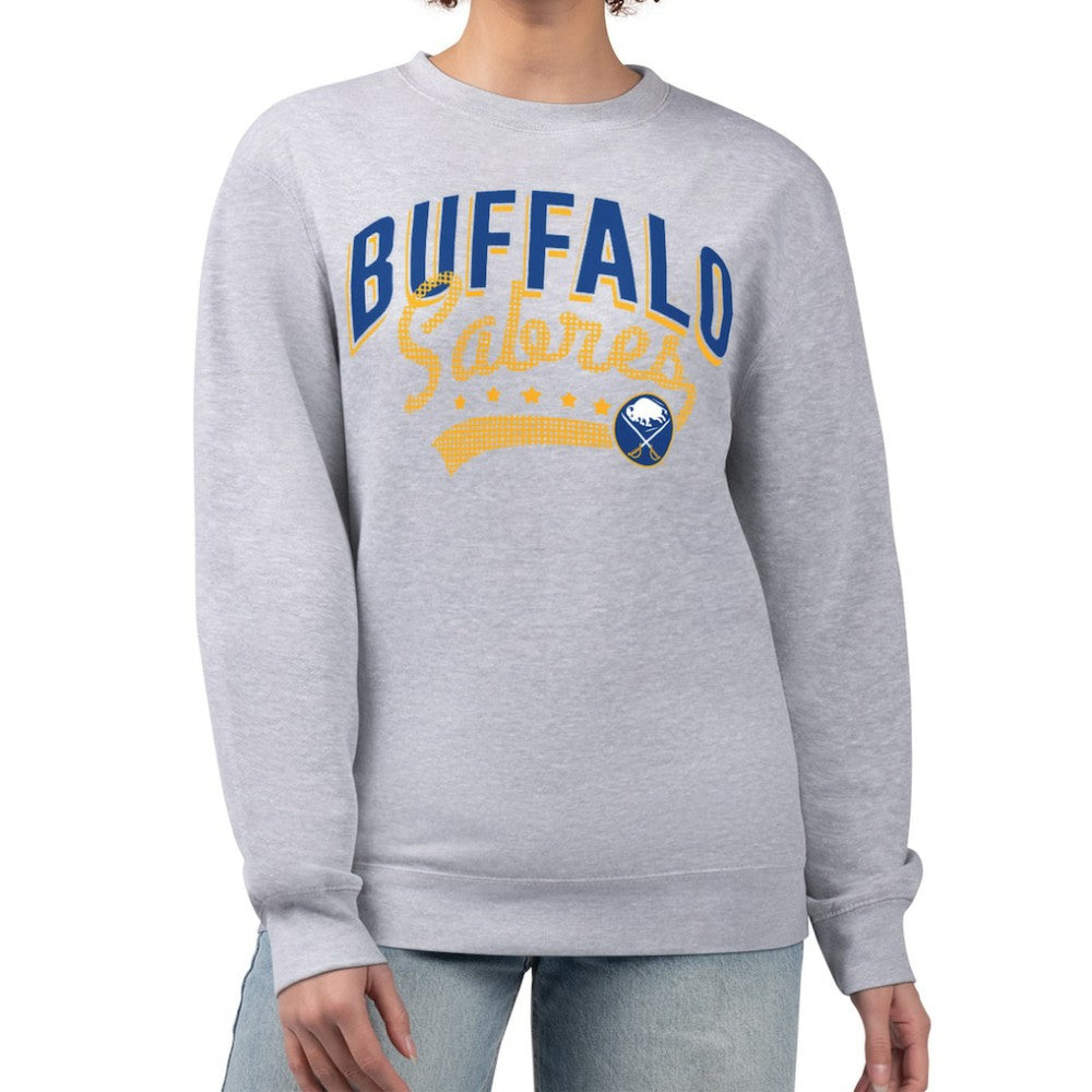 Buffalo Sabres G-III 4Her by Carl Banks Women's Filigree Team Graphic Fleece Pullover Sweatshirt Heather Gray