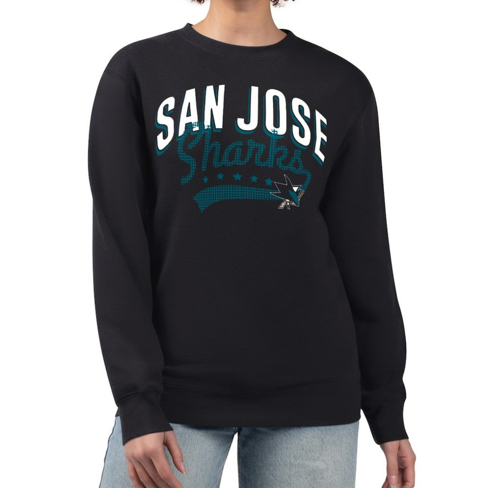 San Jose Sharks G-III 4Her by Carl Banks Women's Filigree Team Graphic Fleece Pullover Sweatshirt Black
