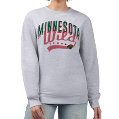 Minnesota Wild G-III 4Her by Carl Banks Women's Filigree Team Graphic Fleece Pullover Sweatshirt Heather Gray
