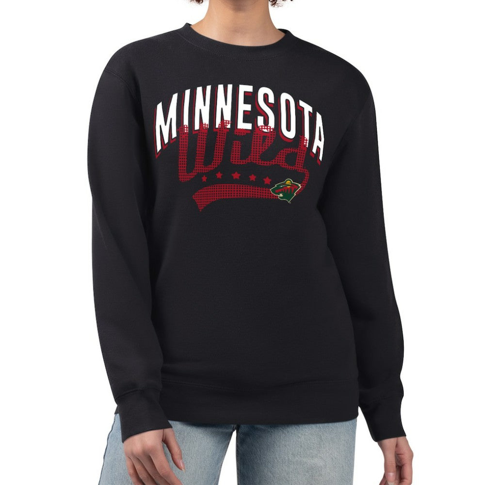Minnesota Wild G-III 4Her by Carl Banks Women's Filigree Team Graphic Fleece Pullover Sweatshirt Black