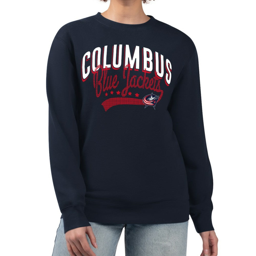 Columbus Blue Jackets G-III 4Her by Carl Banks Women's Filigree Team Graphic Fleece Pullover Sweatshirt Navy